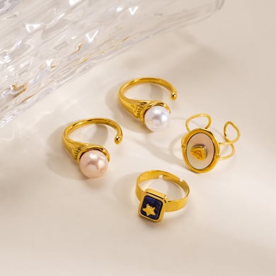 1 Piece Elegant Heart Star Stainless Steel Women's Statement Rings h5 Picture4