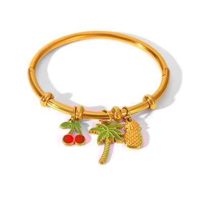 Braccialetto color oro in acciaio inossidabile con ciliegia di frutta, 1 pezzo h5 