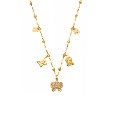 Collier avec pendentif Phalaenopsis en acier inoxydable couleur or pour femme, 1 pièce h5 