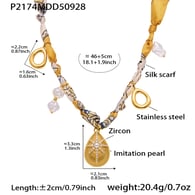 P2174-Collier foulard doré 46+5cm Image4