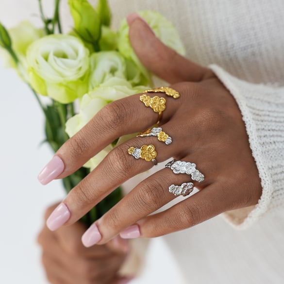 1 Piece Simple  Retro Flower Stainless Steel   Gold Color Women's Statement Rings 2