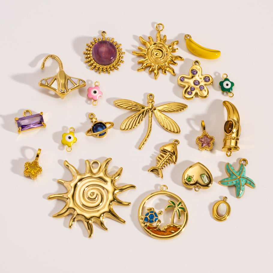 1 Piece  Versatile DIY Flower Sun Stainless Steel  Gold Color  Women's Pendants Picture3