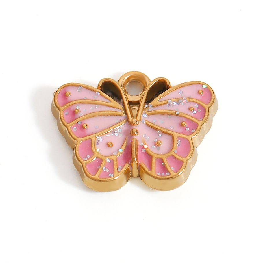 1 pièce DIY Fleur Cœur Imprimé Animal Papillon Poisson Pendentif En Acier Inoxydable h5Image3