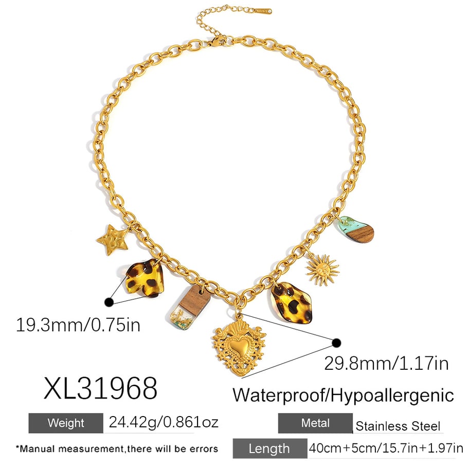 1 Piece Simple Heart Star Stainless Steel Women's Pendant Necklaces