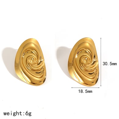 1 Paar Ohrstecker aus Edelstahl mit Vortex-Muster in Goldfarbe h5 