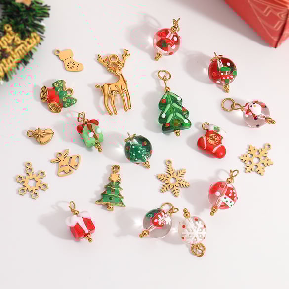 1 Piece DIy  Christmas Plant Glaze Stainless Steel Women‘s Pendant 2