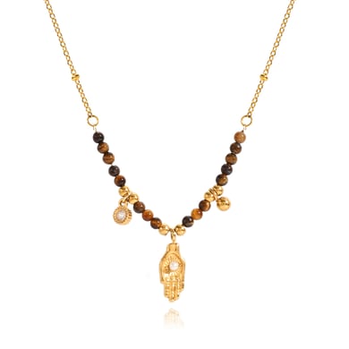 1 Stück Klassische Herz Edelstahl Gold Farbe Naturstein Damen Anhänger Halsketten h5 