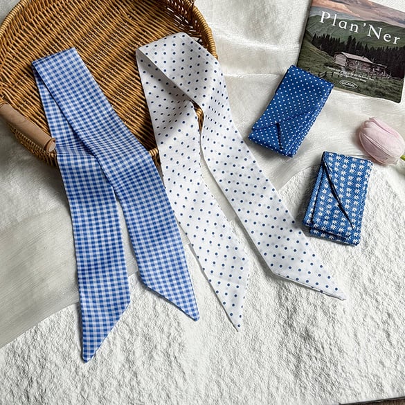 1 Piece Blue Series Classic Polka Dots Polyester Women's Bandana 2