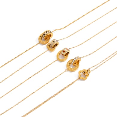 1 Stück luxuriöse Doppelkreis-Anhängerketten aus Edelstahl in Goldfarbe für Damen h5 Bild7