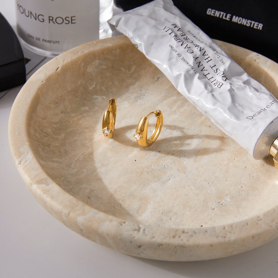 1 paar luxe cirkelvormige oorbellen van roestvrij staal met gouden zirkonia voor dames h5Afbeelding5