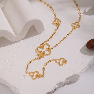 Collar con colgante de flor de acero inoxidable color dorado de 1 pieza h5 Imagen4