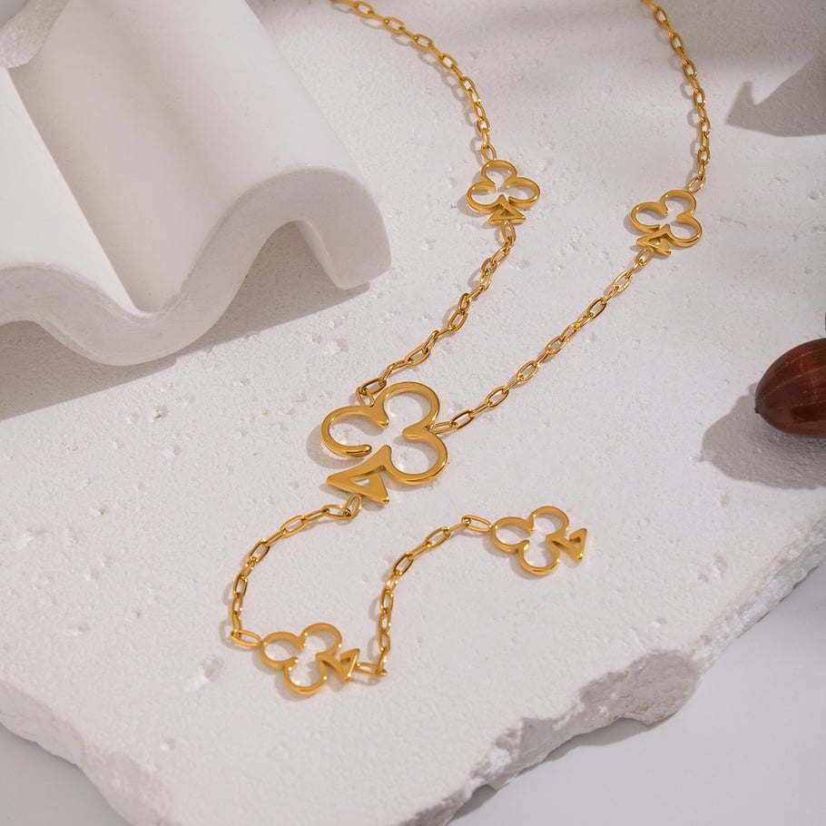 Collar con colgante de flor de acero inoxidable color dorado de 1 pieza h5Imagen4