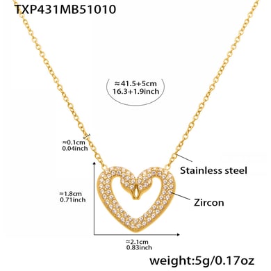 Conjuntos de joyas de lujo para mujer con corazón de cisne, acero inoxidable, color dorado y circonita h5 