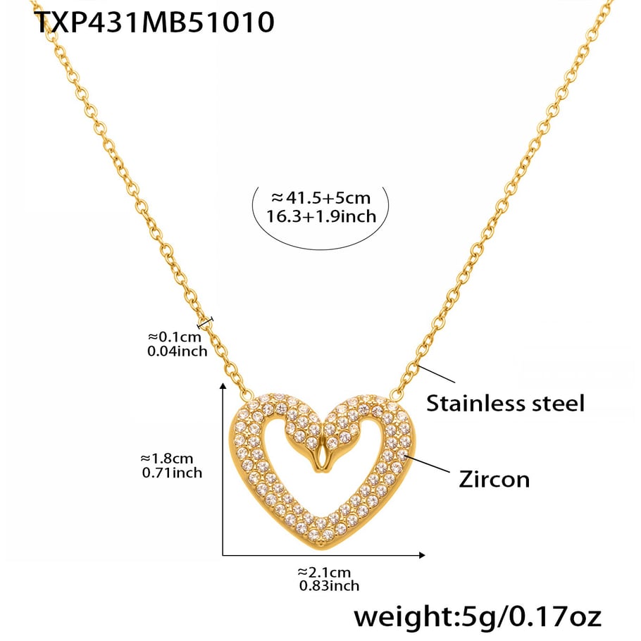 Conjuntos de joyas de lujo para mujer con corazón de cisne, acero inoxidable, color dorado y circonita