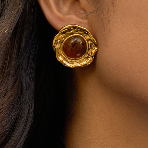 1 Pair Irregular Circle Stainless Steel Gold Color Acrylic Women's Stud Earrings 2