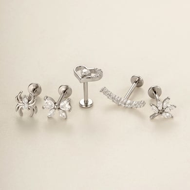 1 stuk delicate hart strik knoop slang roestvrij staal goudkleurige zirkoon vrouwen piercing oorbellen h5 Afbeelding3