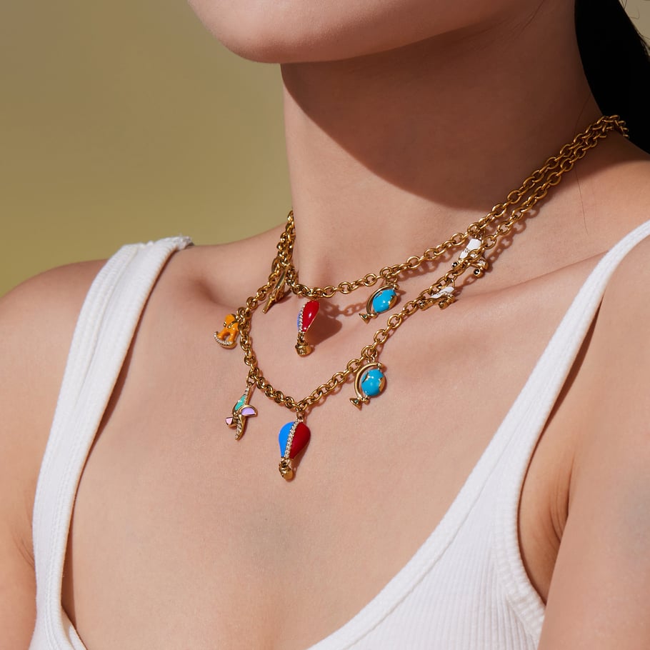 Parures de bijoux pour femmes en acier inoxydable couleur or et zircone, motif montgolfière design h5Image3