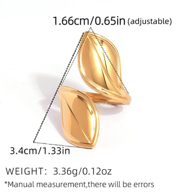 Bague simple rétro en acier inoxydable couleur or pour femme, motif feuille h5 Image2