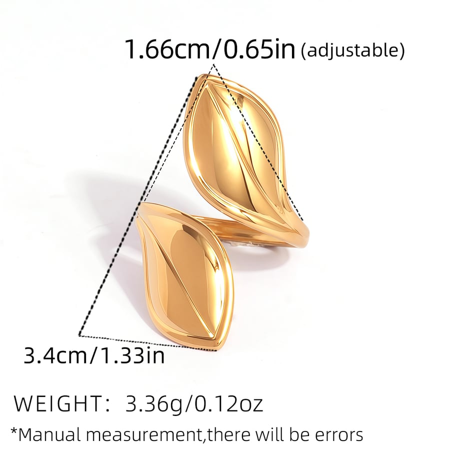 1 Piece Simple Retro Leaf Stainless Steel Gold Color Women's Statement Rings h5Picture2