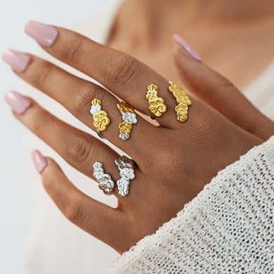 1 stuk eenvoudige retro bloem roestvrij staal goudkleurige dames statement ringen h5 Afbeelding3
