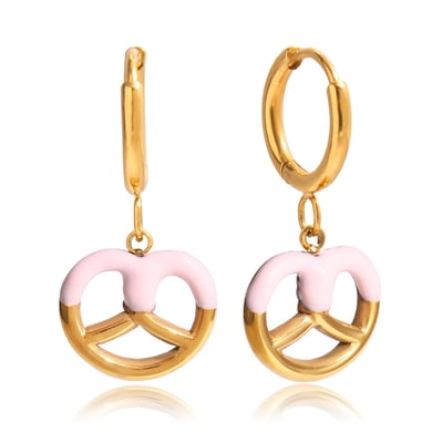 1 paio di orecchini pendenti da donna in acciaio inossidabile color oro a forma di pane delicato h5 