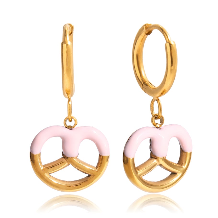 1 paio di orecchini pendenti da donna in acciaio inossidabile color oro a forma di pane delicato 
