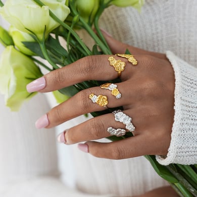 1 stuk eenvoudige retro bloem roestvrij staal goudkleurige dames statement ringen h5 Afbeelding5