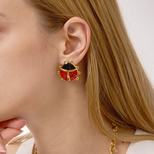 Vivid Ladybird Edelstahl Gold Farbe Damen Schmuck Sets 2