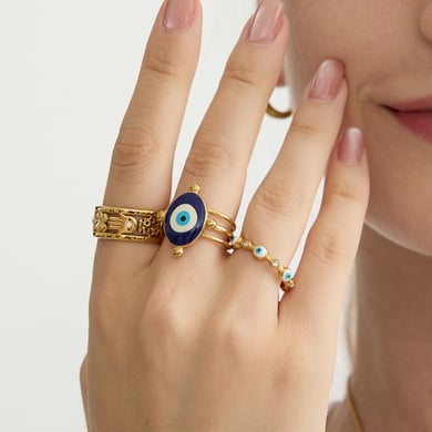 1 Stück luxuriöse Statement-Ringe aus Edelstahl mit Teufelsauge in Goldfarbe h5 Bild4
