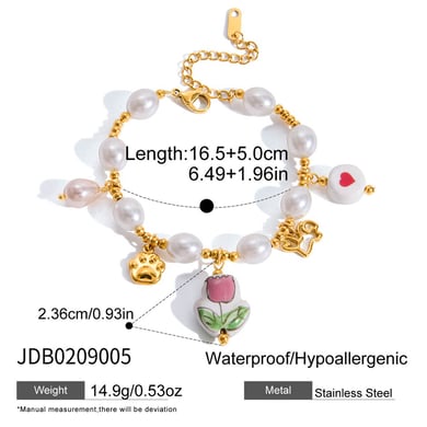 Braccialetti con ciondoli da donna in acciaio inossidabile color oro a forma di tulipano stravagante, 1 pezzo h5 Immagine2