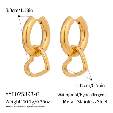 1 par de pendientes colgantes de acero inoxidable con forma de corazón y colores variados h5 