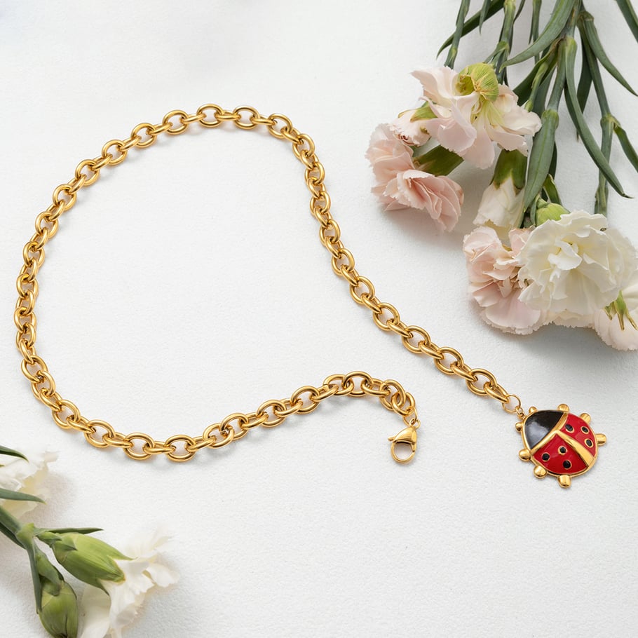 Vivid Ladybird Stainless Steel Gold Color Women's Jewelry Sets Picture6