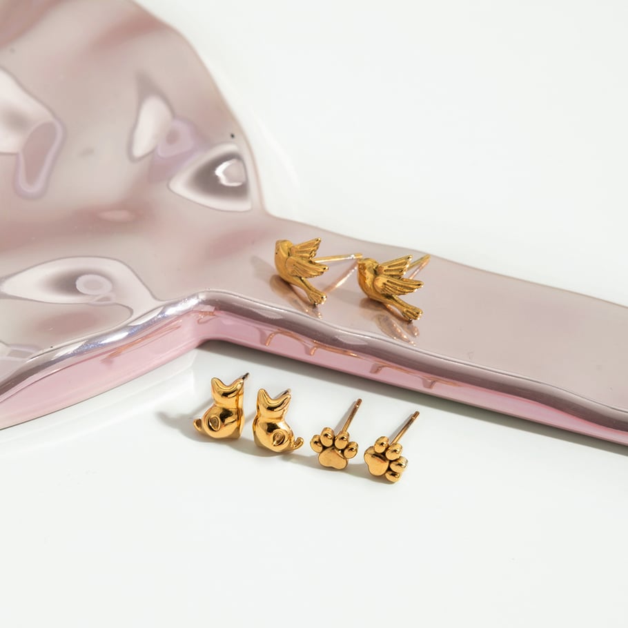 1 Set Vivid Animal Edelstahl Gold Farbe Damen Ohrring Sets h5Bild5