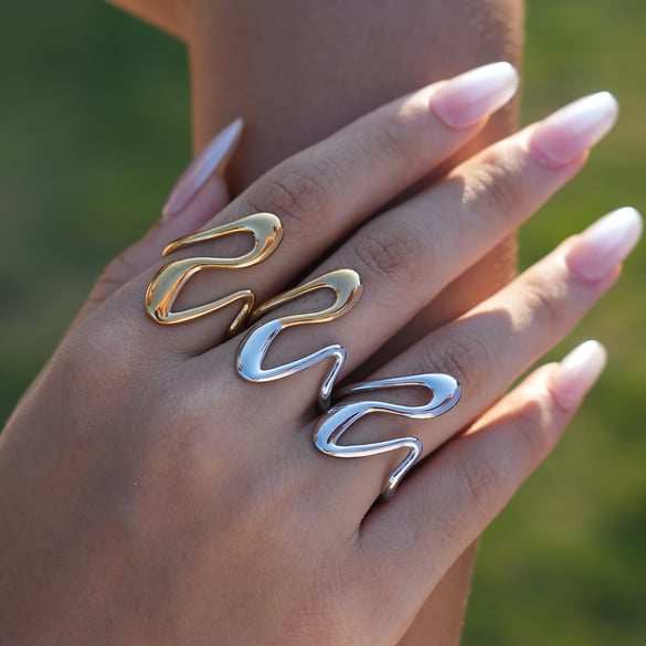 1 Piece  Simple Irregular Shape Stainless Steel  Gold Color Women's Statement Rings