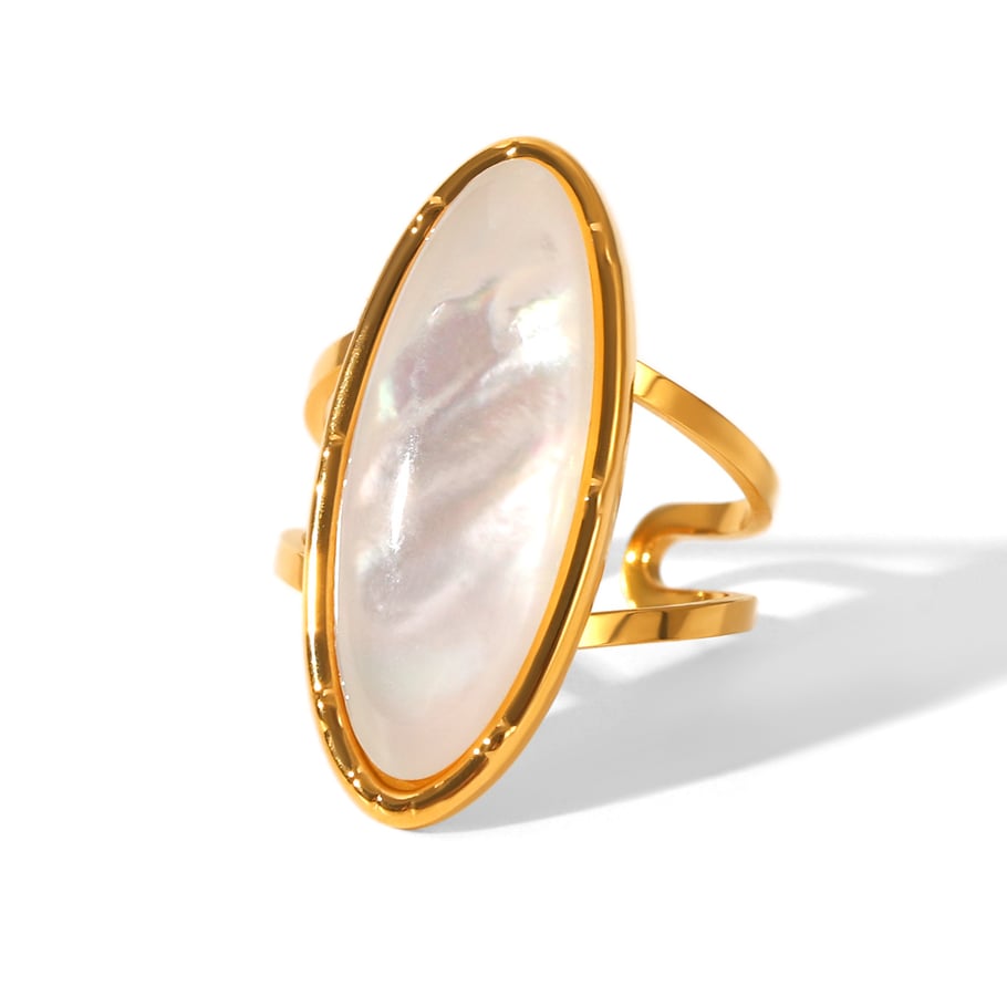 1 stuk eenvoudige roestvrijstalen gouden schelpvormige statement ring h5Afbeelding6