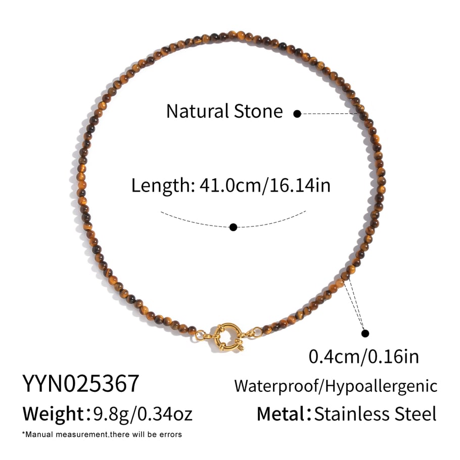 1 pieza de collar de cuentas de piedras naturales retro de color dorado para hacer tú mismo.