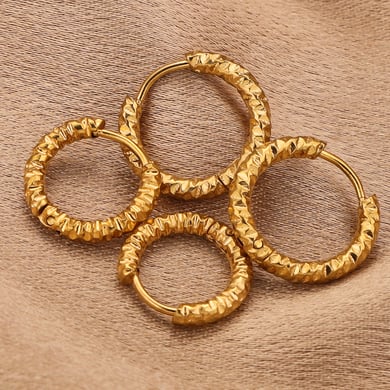 1 paar minimalistische oorbellen van roestvrij staal met hamerpatroon en gouden kleur voor dames h5 Afbeelding4