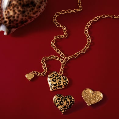 Sexy Leopard Print Stainless Steel Gold Color Women's Jewelry Sets h5 Picture4