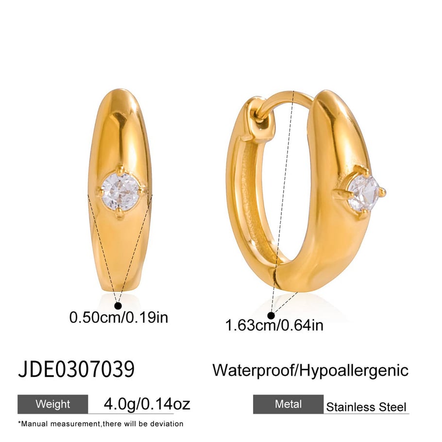 1 paar luxe cirkelvormige oorbellen van roestvrij staal met gouden zirkonia voor dames h5Afbeelding2