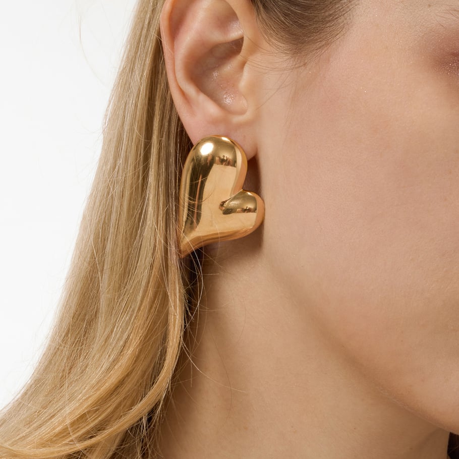 Klassisches unregelmäßiges Herz Edelstahl Goldfarben Damen Schmuck Sets h5Bild3