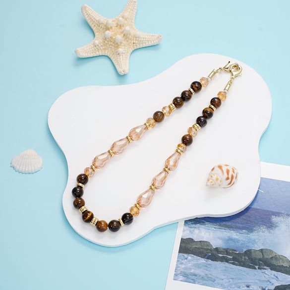 1 Piece Classic Beads Natural Stones Acrylic Phone Chain