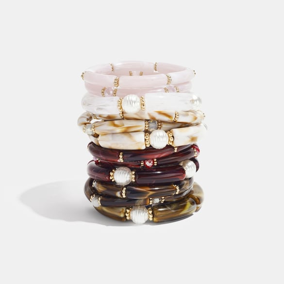 1 set di braccialetti in acrilico con colori sfumati retrò 2