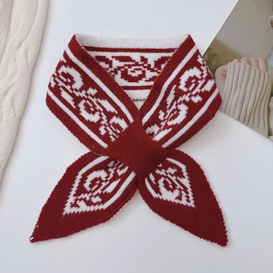 1 Piece Retro Paisley Pattern Knitted Cross Short Scarf h5 