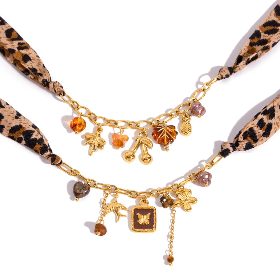1 Piece Retro Cherry Stainless Steel Gold Color Acrylic Women's Pendant Necklaces Picture6