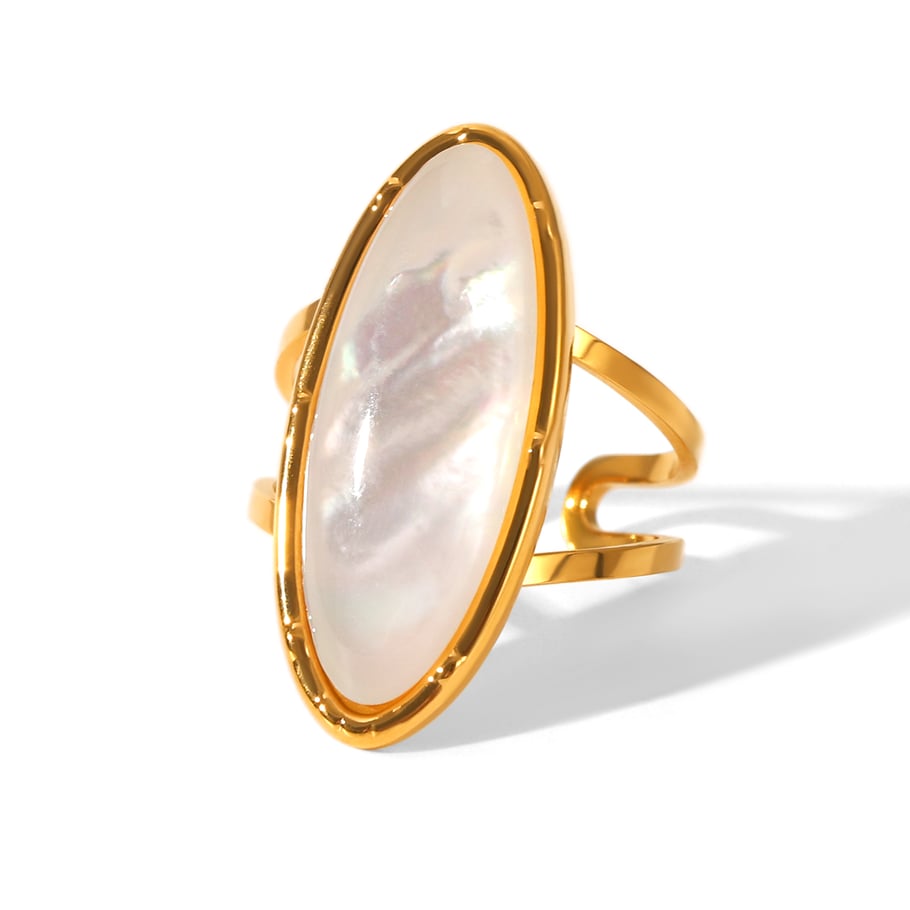 1 stuk eenvoudige roestvrijstalen gouden schelpvormige statement ring