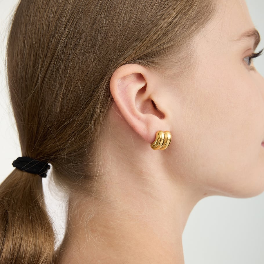 1 Paar minimalistische, einfarbige Ohrstecker aus Edelstahl in Goldfarbe für Damen h5Bild4