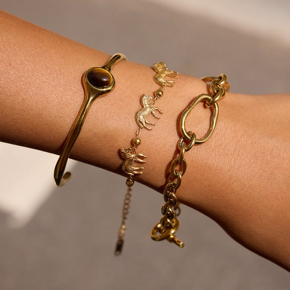 1 Piece Luxurious Zebra Stainless Steel Gold Color Women's Charm Bracelets 2