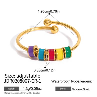 1 Piece Whimsical Colorful Beads Stainless Steel Gold Color Statement Rings h5 Picture2