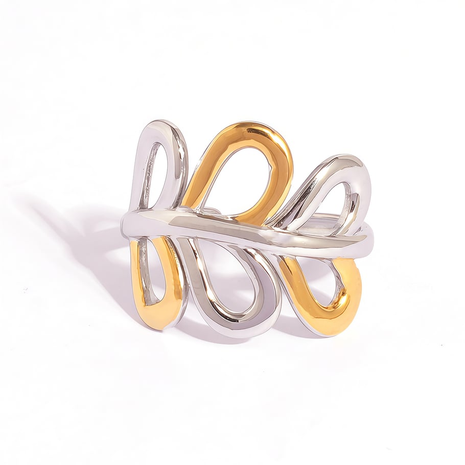 1 Piece Simple Flower Stainless Steel Gold Color Women's Statement Rings