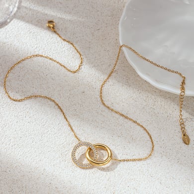 Dual Ring Stainless Steel Necklaces Set h5 Picture4